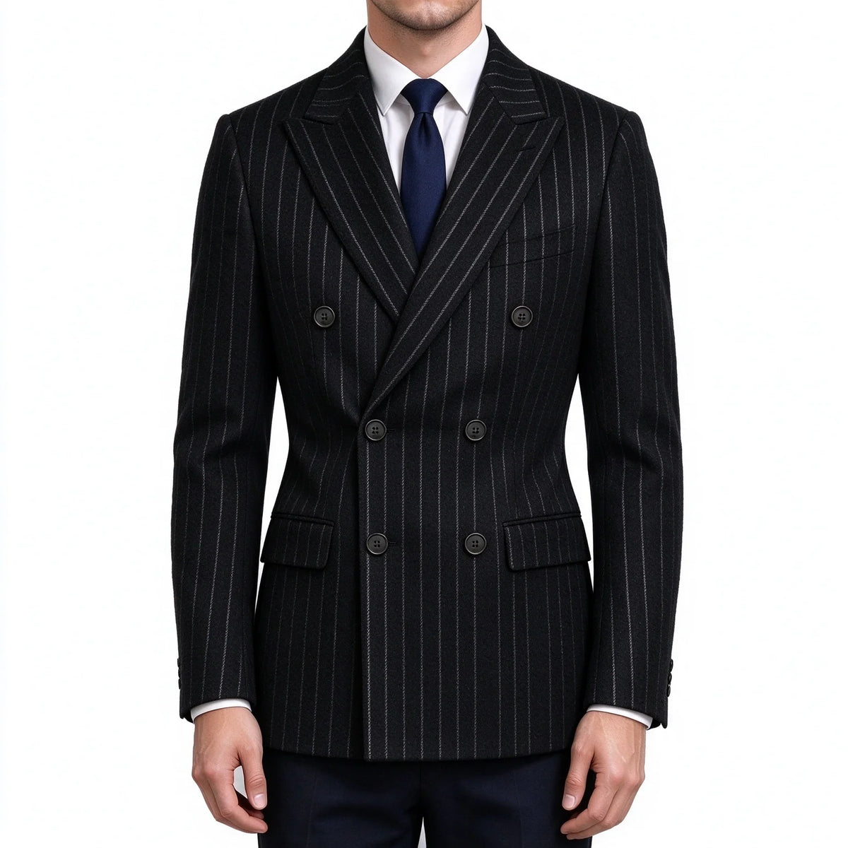 Blazer homme croisé à fines rayures – CLEVI Paris