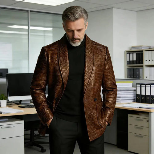 Blazer Homme Effet Croco Double Boutonnage – CLEVI Paris