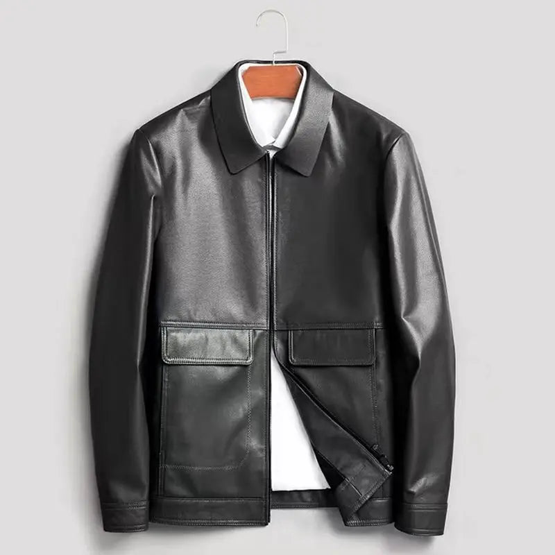 Blouson homme en cuir de vachette à rabats – CLEVI Paris