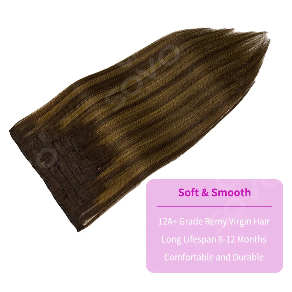 Extensions Clips Remy 7Pcs 120g Droites Femme – CLEVI Paris