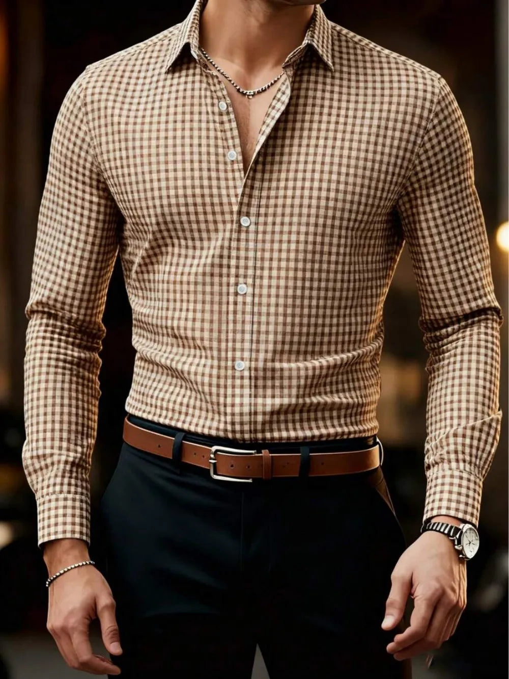 Chemise homme à carreaux classique – CLEVI Paris