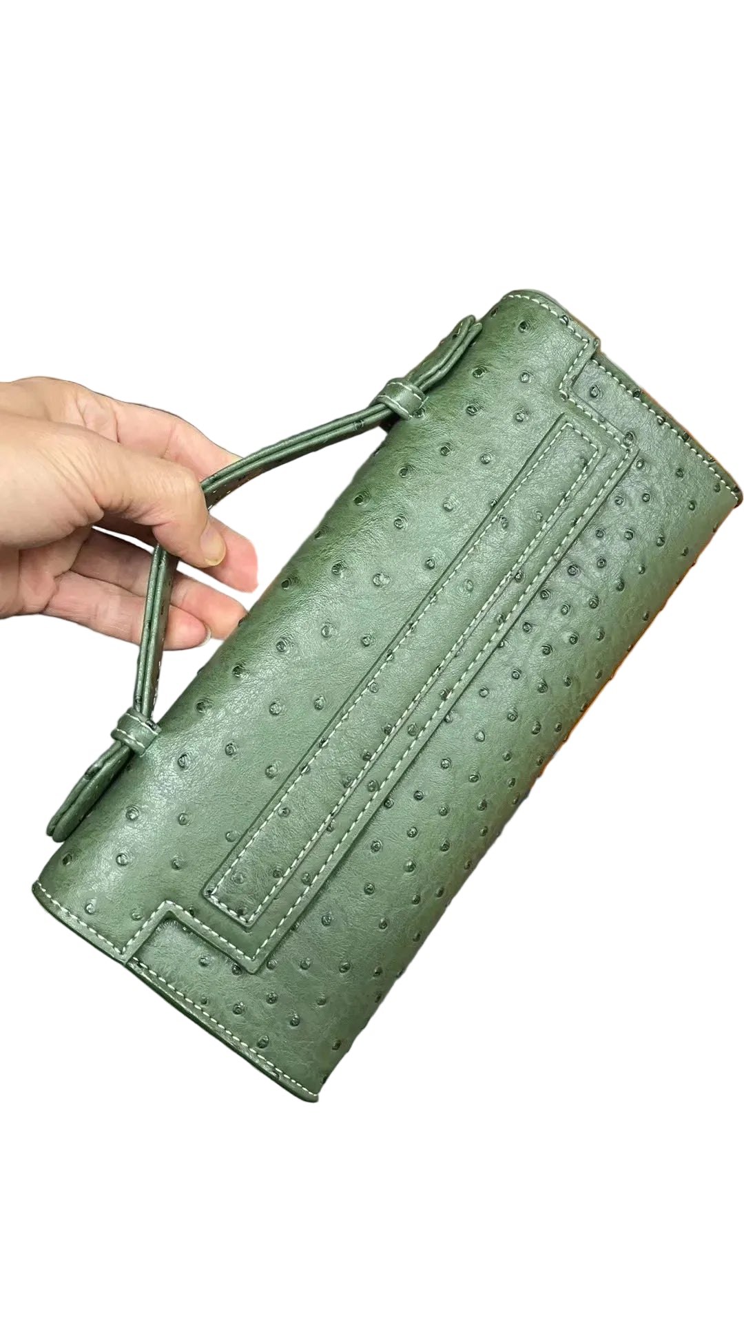Pochette Femme Cuir PU Motif Autruche Tendance 27x12x5cm – CLEVI Paris
