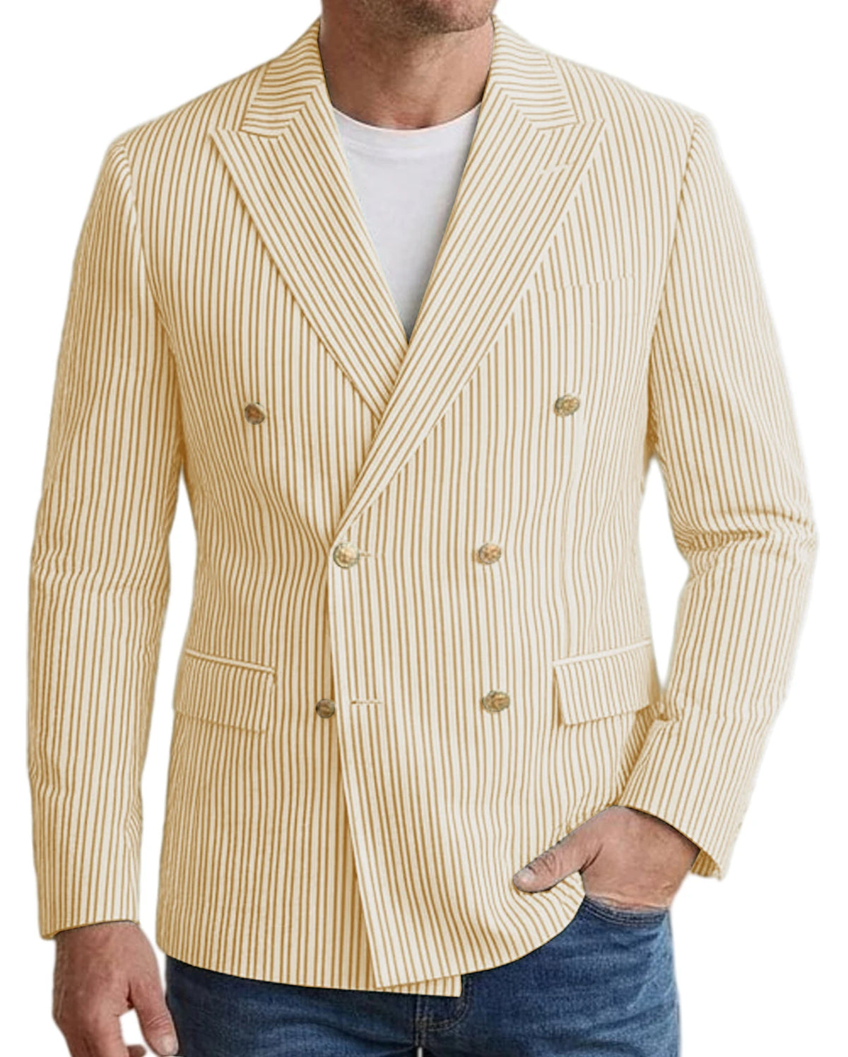 Blazer homme rayé double boutonnage – CLEVI Paris