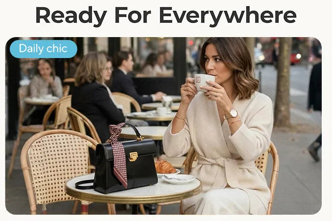 Sac à Main Femme Cuir Véritable avec Foulard Luxe Shoulder Bag 4 Coloris – CLEVI Paris