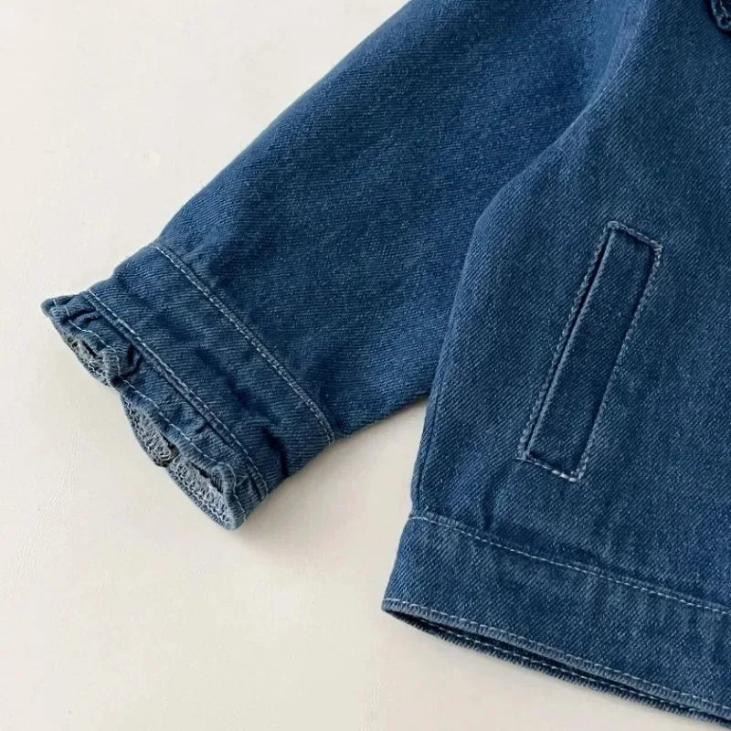 Veste en jean fille à volants – CLEVI Paris