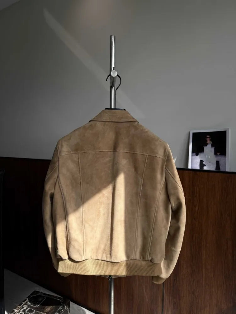 Blouson aviateur homme en cuir camel – CLEVI Paris