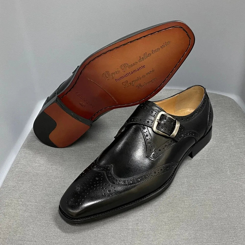 Chaussures homme en cuir à boucle brogue – CLEVI Paris