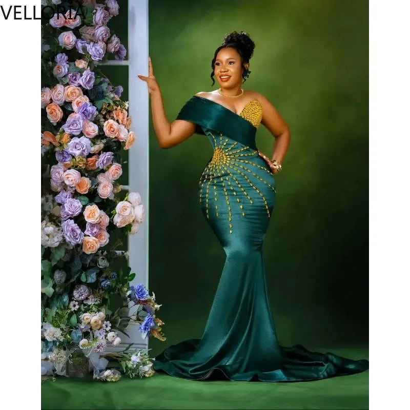 Robe de soirée sirène en mousseline – CLEVI Paris
