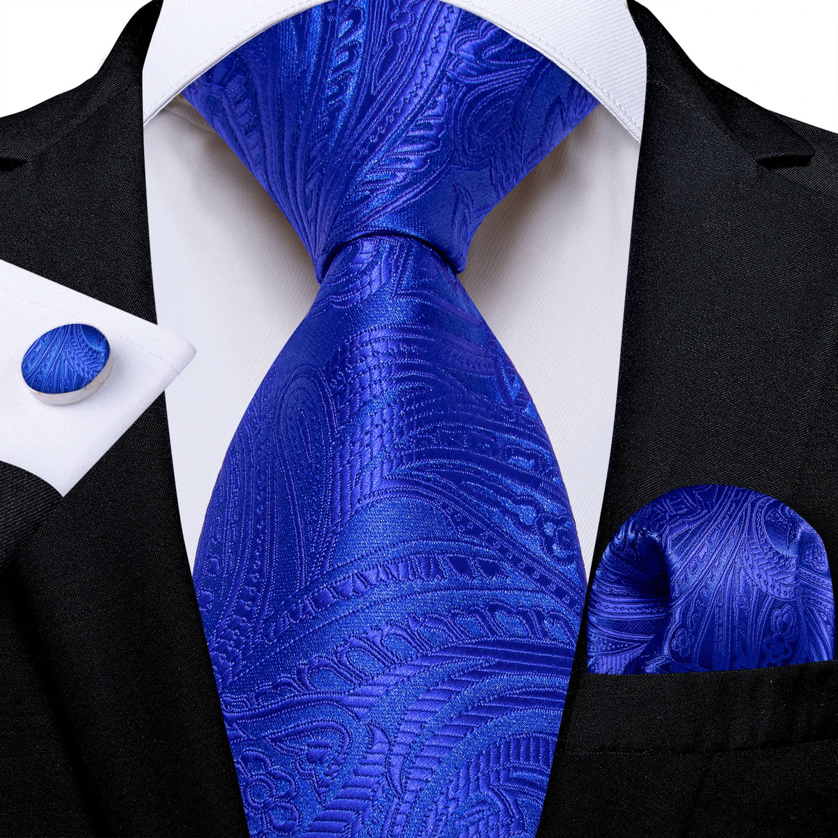 Coffret cravate homme paisley, pochette et boutons – CLEVI Paris