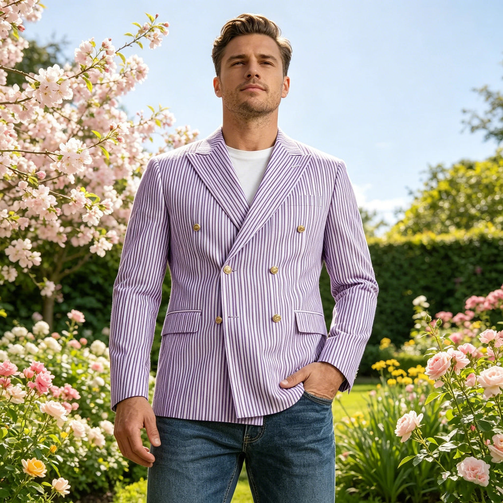 Blazer homme rayé double boutonnage – CLEVI Paris