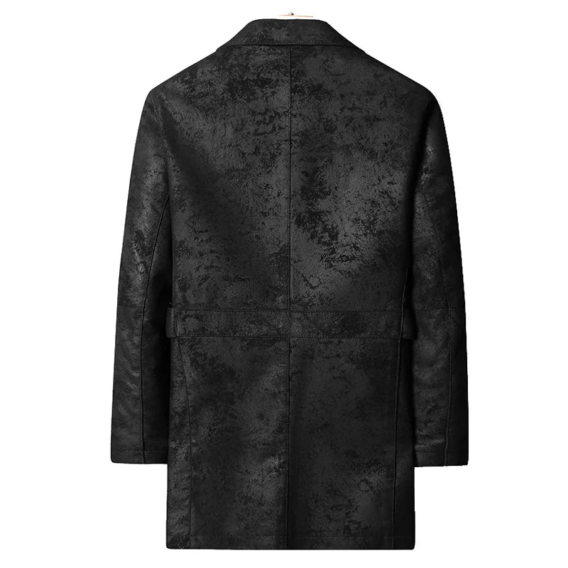 Manteau homme en cuir noir à zip asymétrique – CLEVI Paris