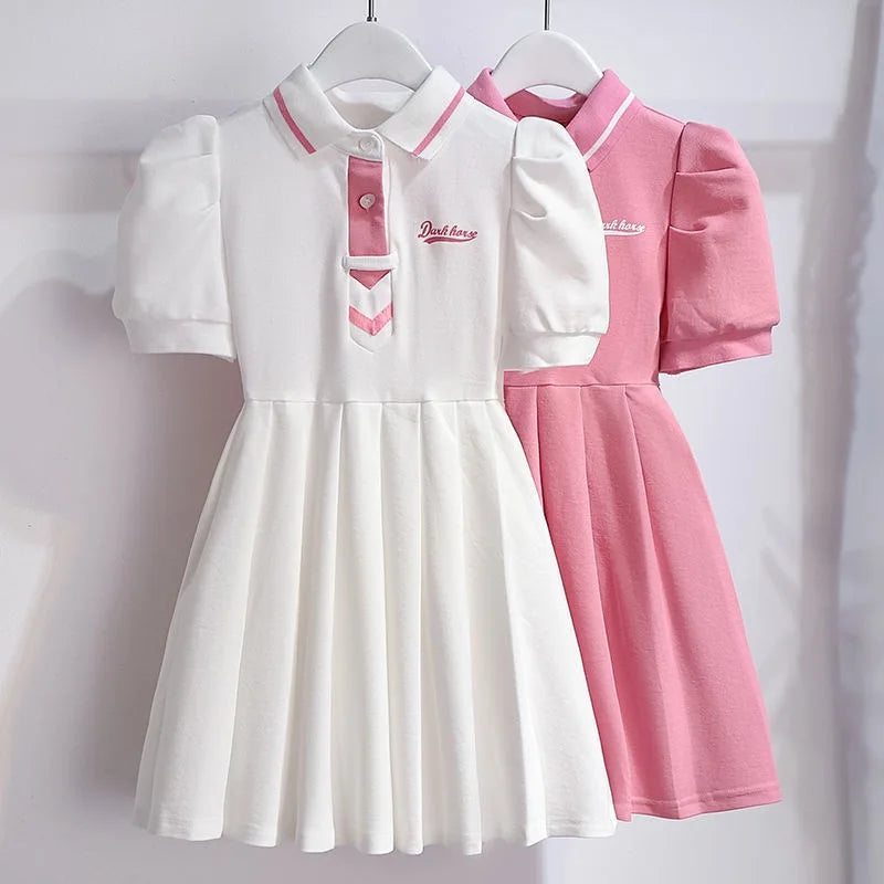 Robe fille plissée à manches bouffantes – CLEVI Paris
