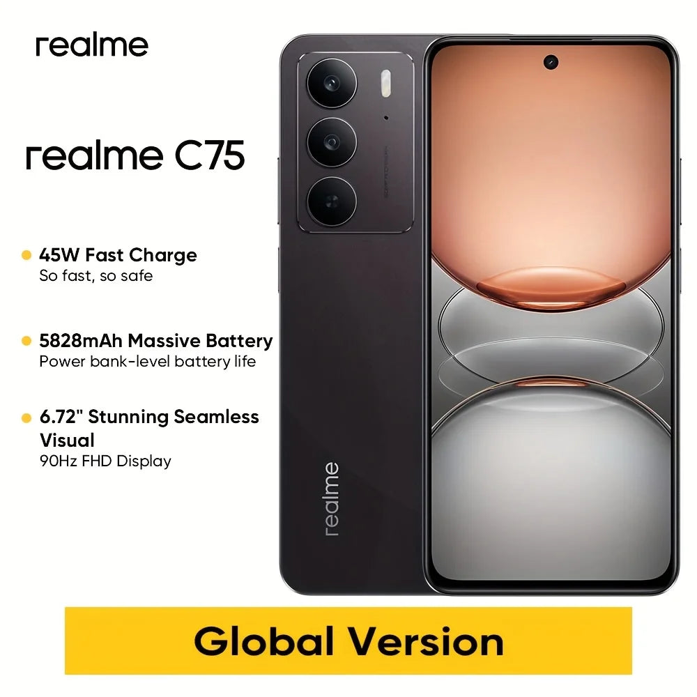 Smartphone realme C75 4G noir 256 Go – CLEVI Paris
