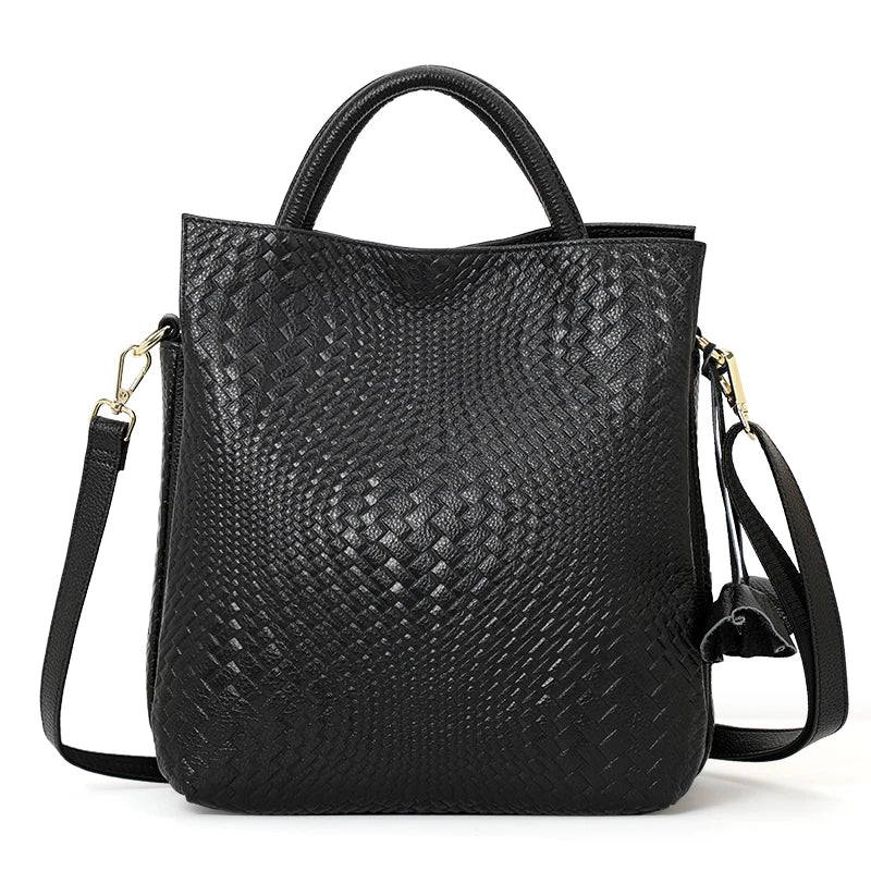 Sac Seau Femme Cuir Véritable Motif Tressé Grande Capacité – CLEVI Paris