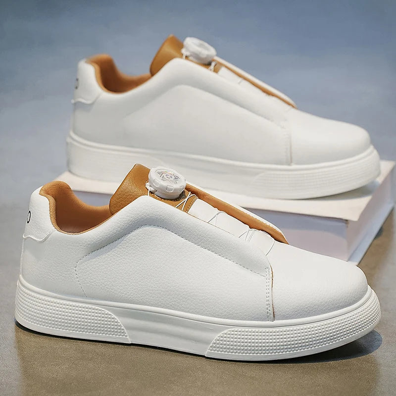 Sneakers Casual Homme Cuir PU Blanc Noir Bleu – CLEVI Paris