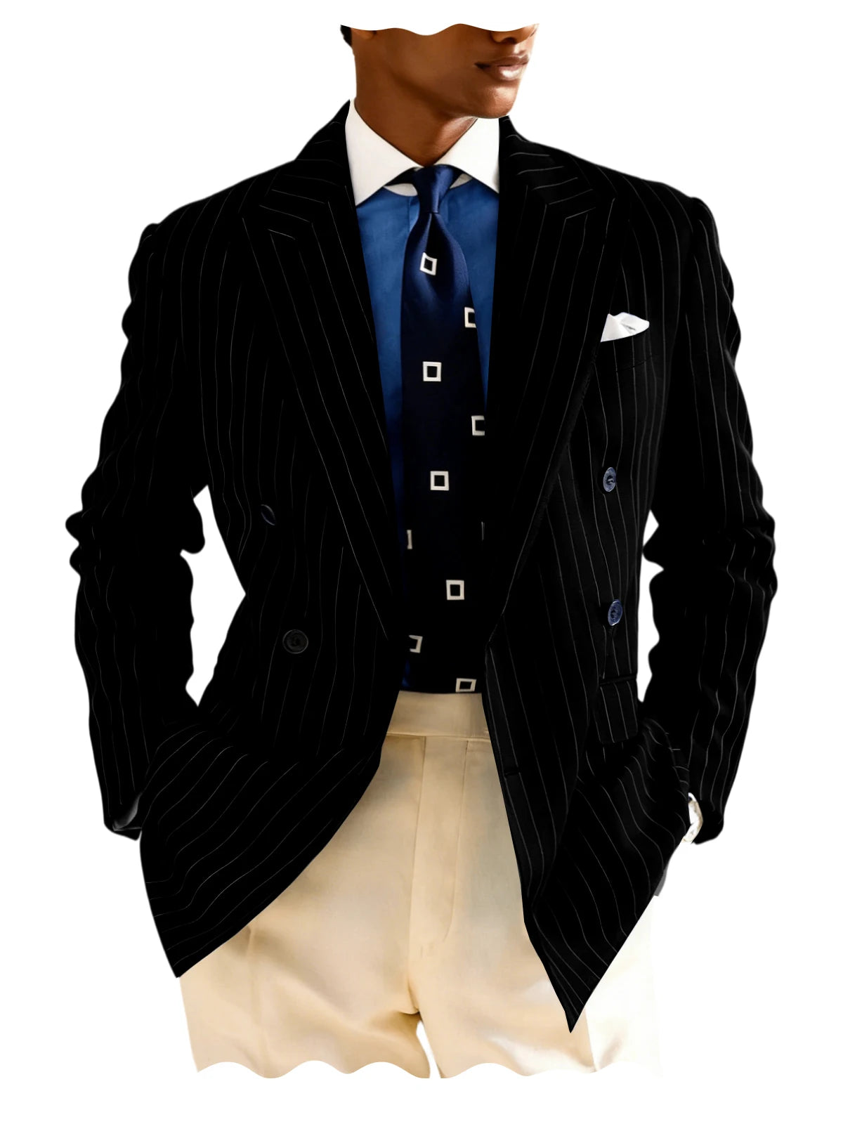 Blazer homme rayé à double boutonnage – CLEVI Paris