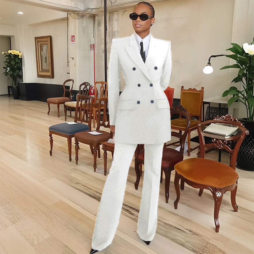 Tailleur femme blazer et pantalon évasé – CLEVI Paris