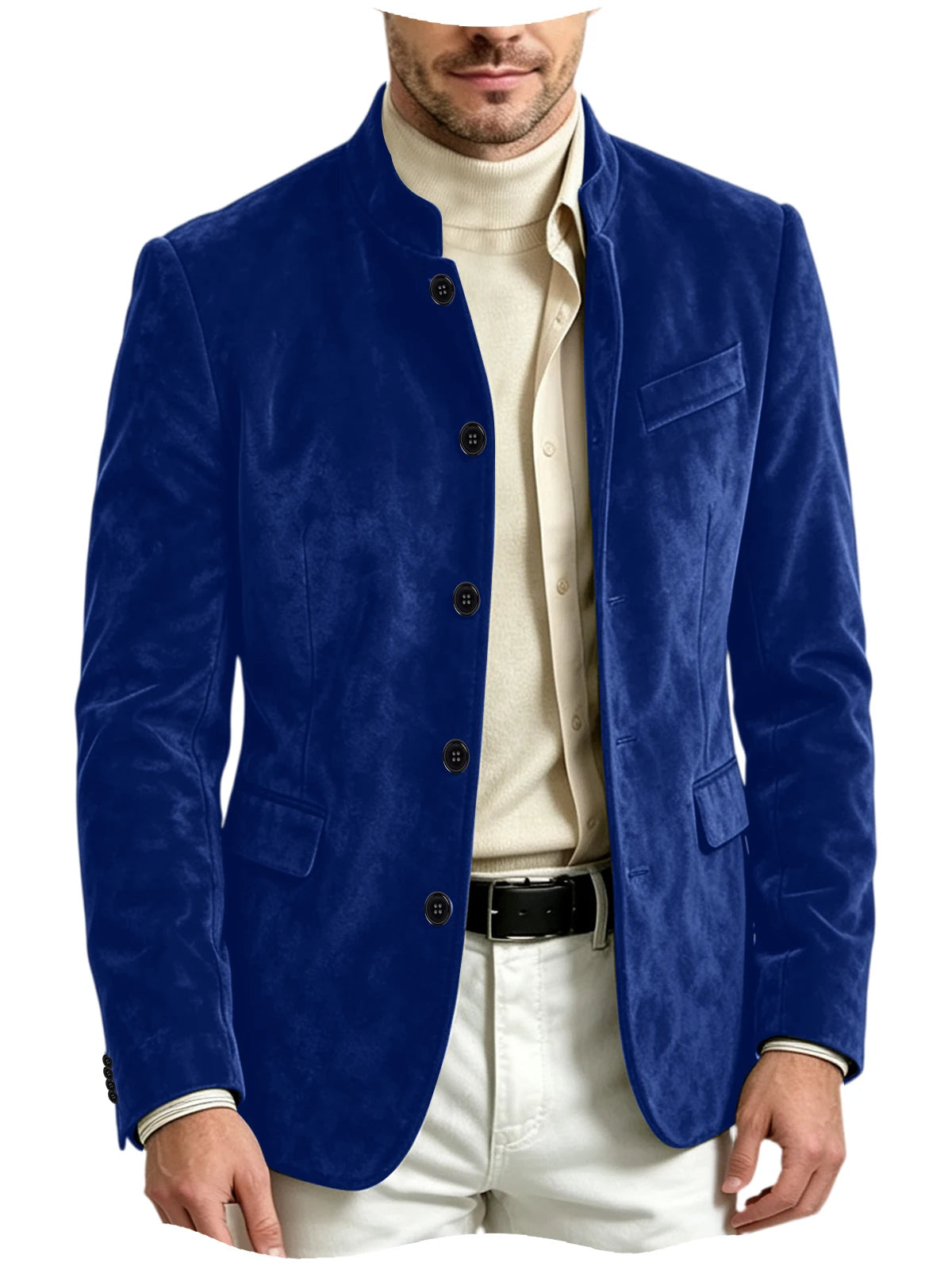 Blazer homme en velours à col montant – CLEVI Paris