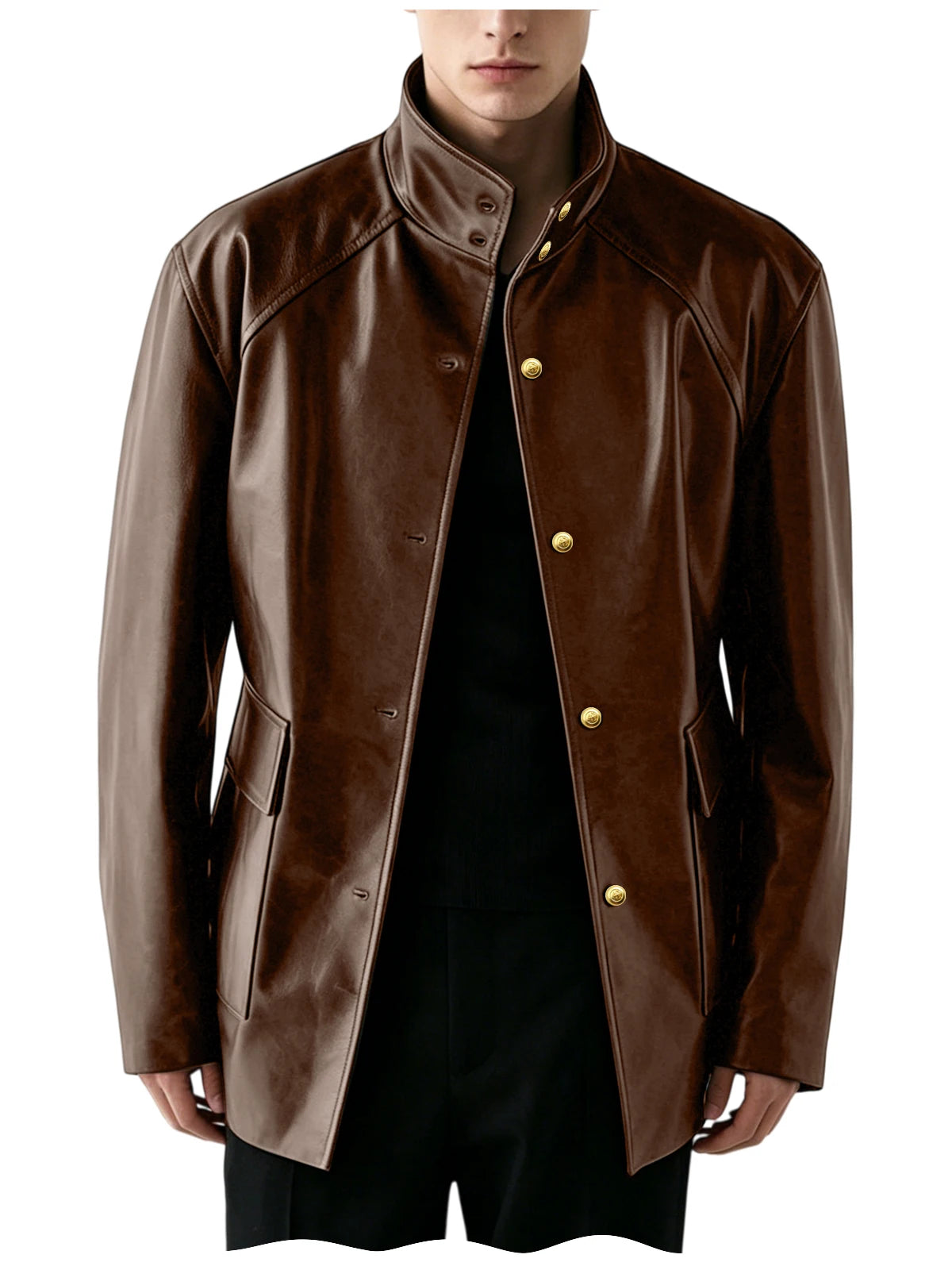 Veste Simili Cuir Homme Col Montant – CLEVI Paris