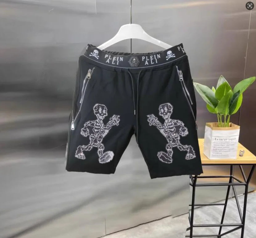 Short Homme Casual Strass Luxe PLEIN ALI – Hip Hop Coupe Ample Cordon – 27 Coloris, S à XXXL – CLEVI Paris