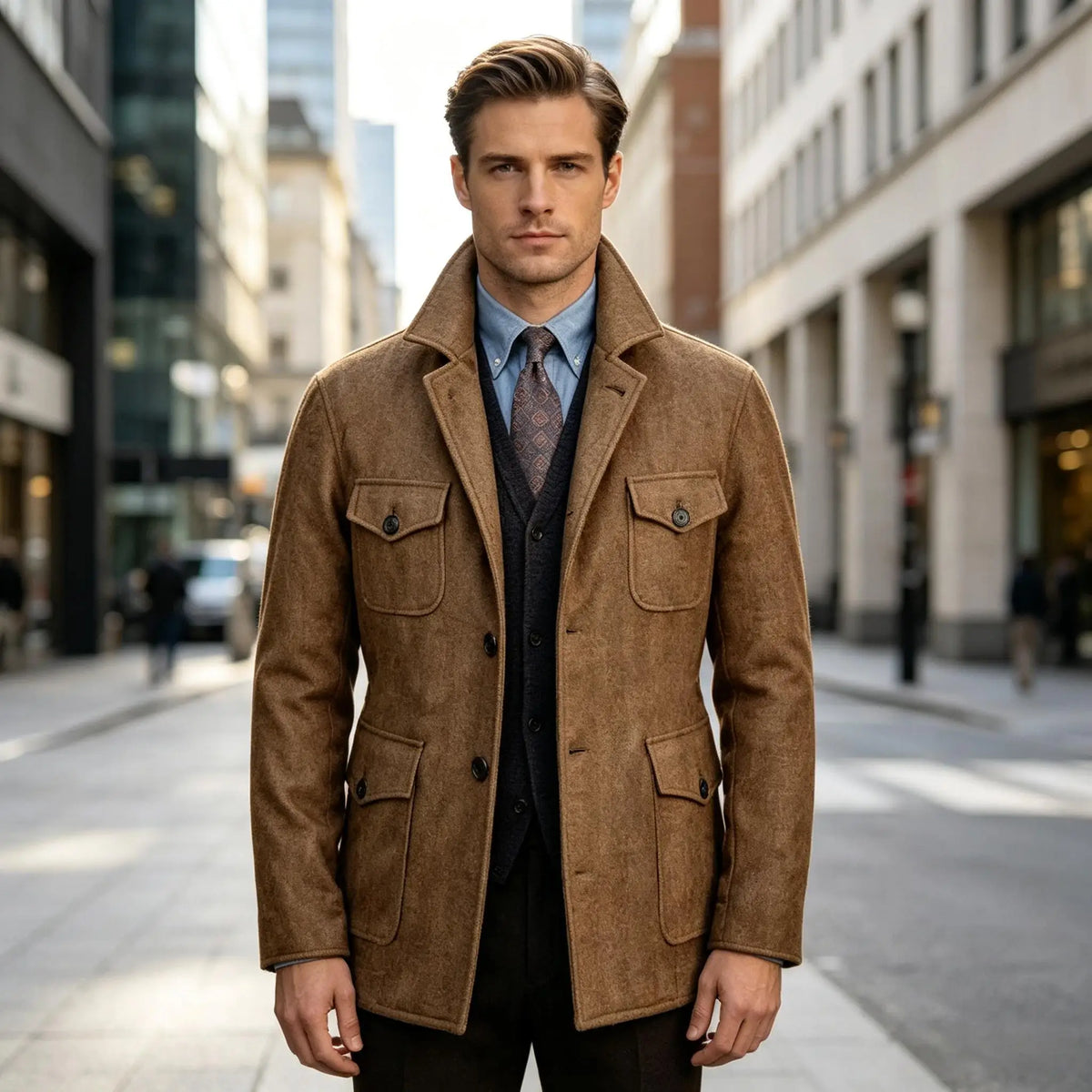 Veste homme en laine mélangée, 4 poches – CLEVI Paris