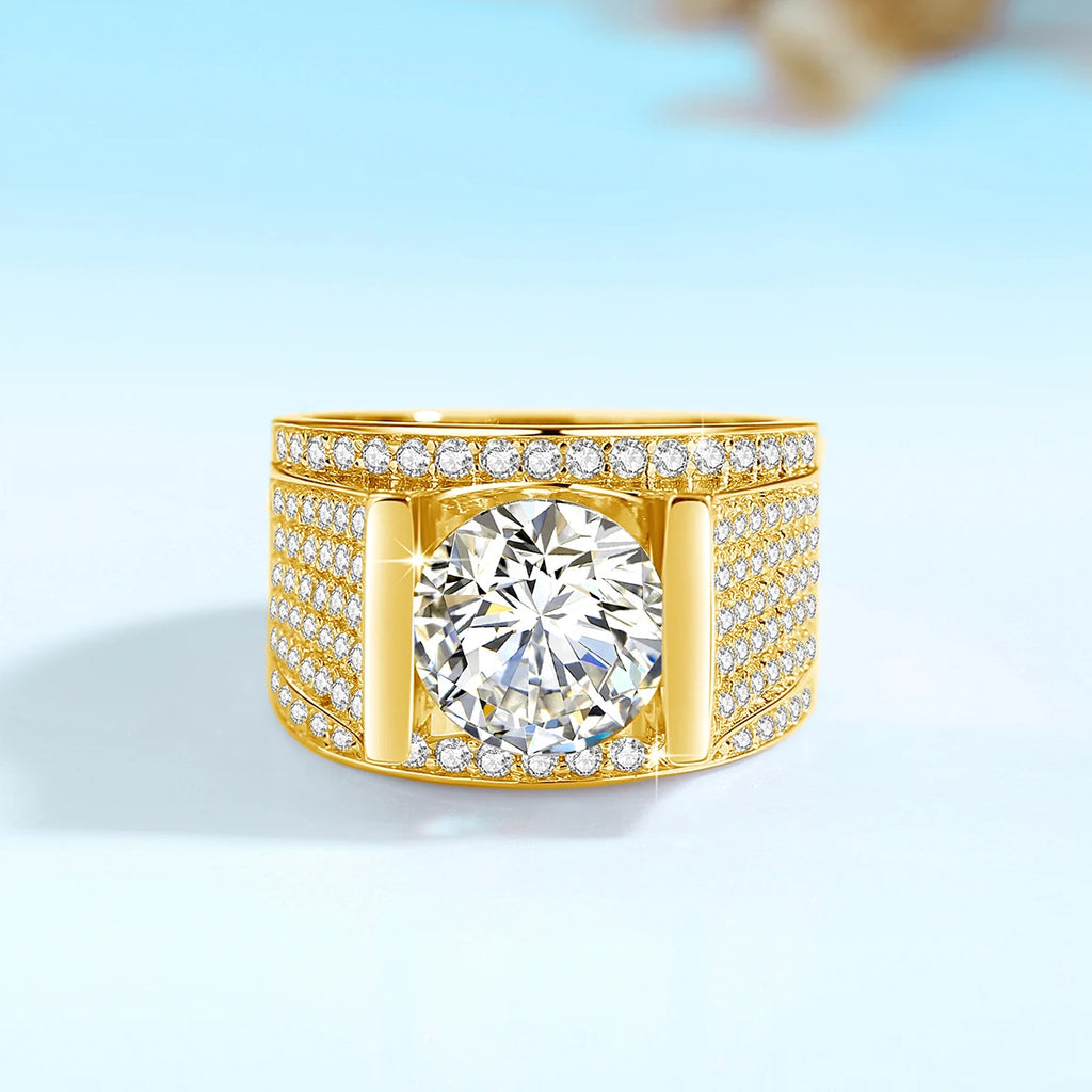 Bague Homme Moissanite 10mm Argent 925 Certifiée – CLEVI Paris
