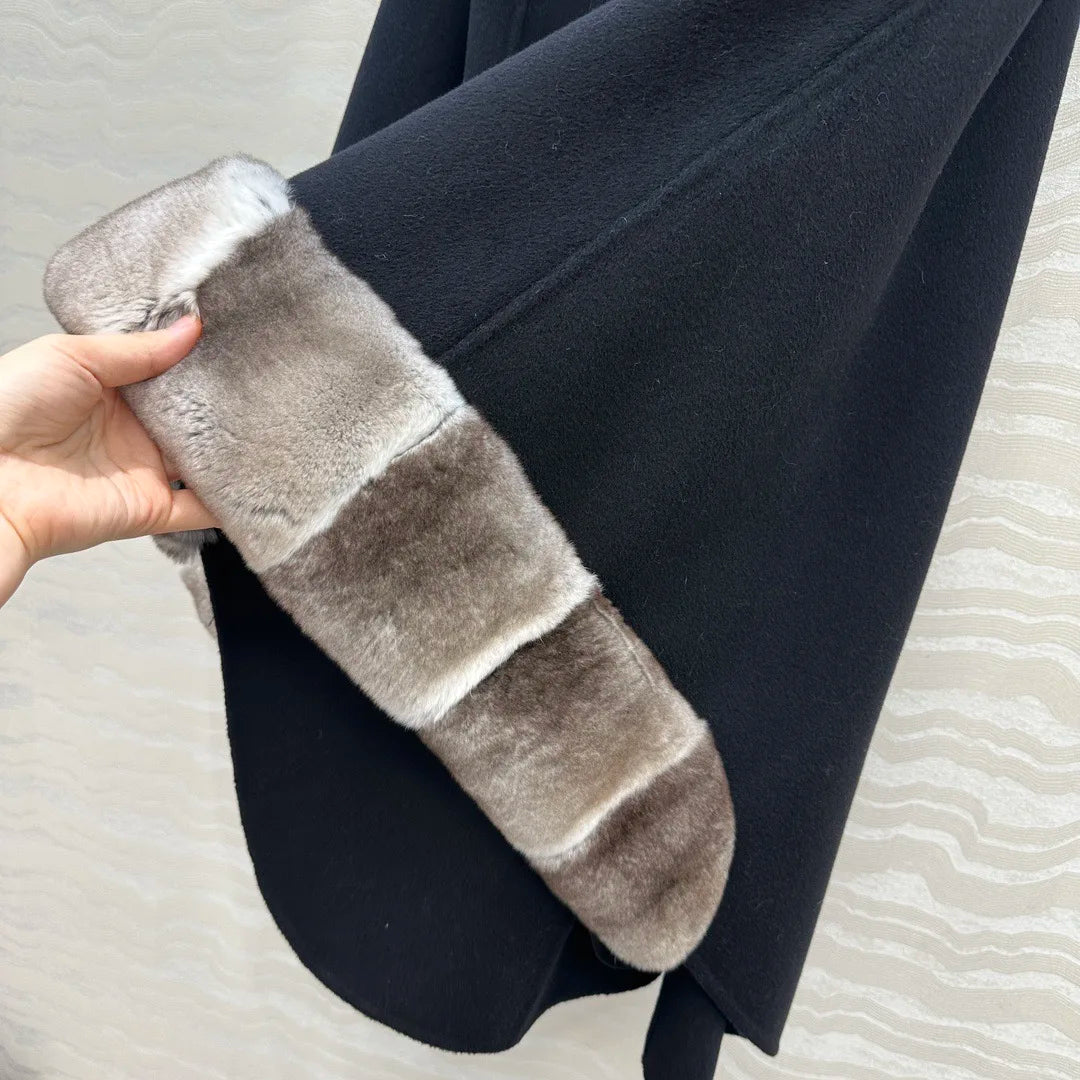 Manteau cape femme en cachemire ceinturé – CLEVI Paris