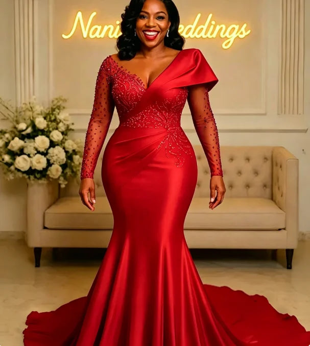 Robe de soirée sirène perles et cristaux – CLEVI Paris