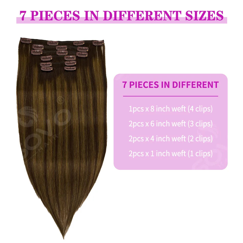 Extensions Clips Remy 7Pcs 120g Droites Femme – CLEVI Paris