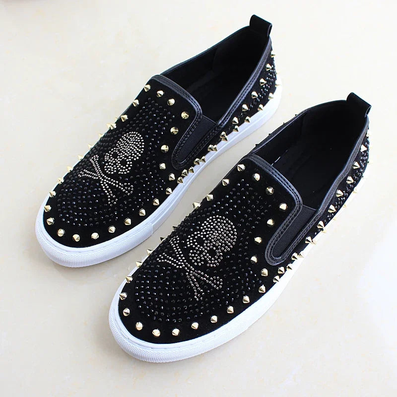 Mocassins Homme Cuir Rivets Skull – CLEVI Paris