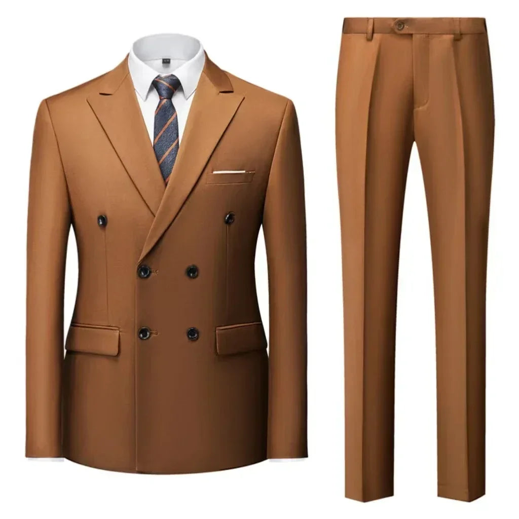 Costume Homme 2 Pièces Double Boutonnage Col Cranté Slim 17 Coloris Grande Taille Sur-Mesure – CLEVI Paris
