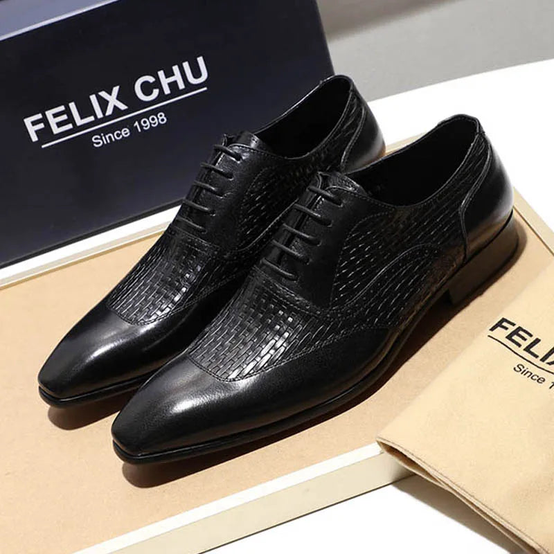 Oxford Cuir Véritable Homme Style Italien Bout Pointu Lacets Bureau & Mariage – CLEVI Paris