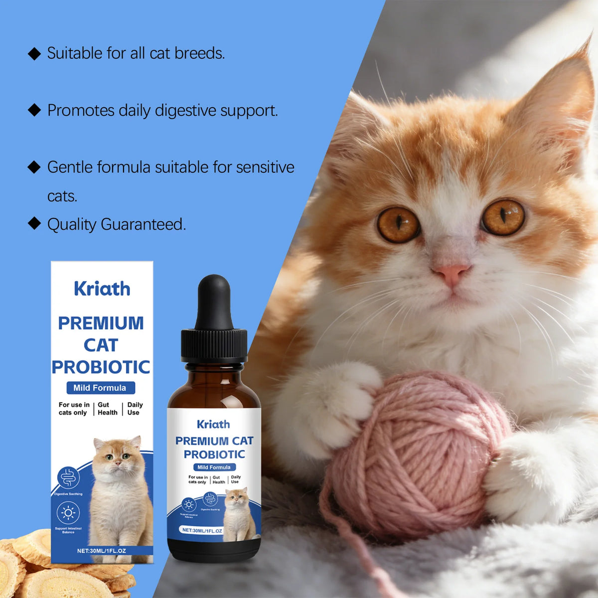Gouttes probiotiques chat KRIATH 30 ml – CLEVI Paris