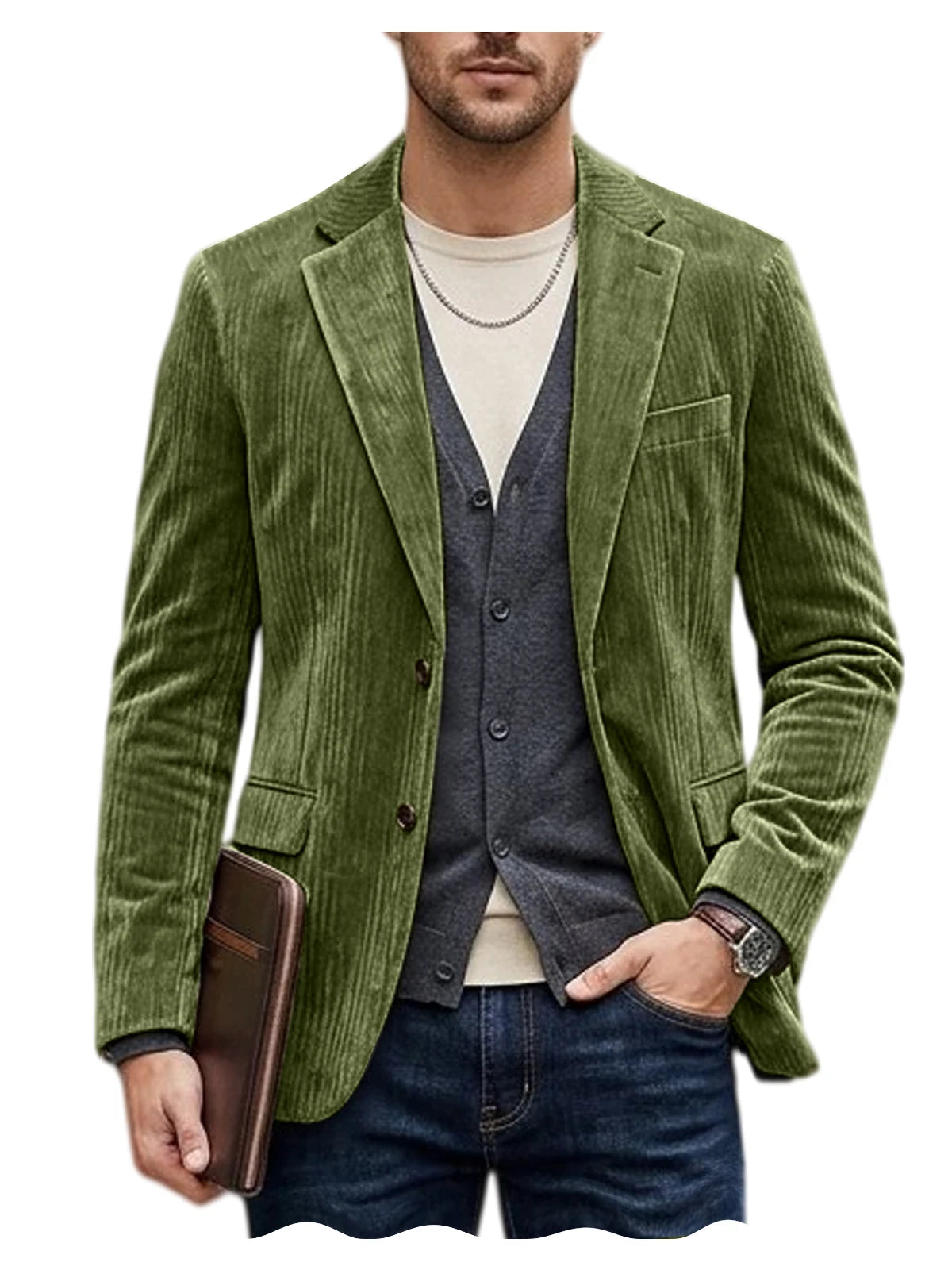 Blazer homme en velours côtelé, coupe ajustée – CLEVI Paris