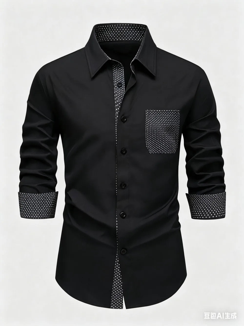Chemise homme à pois et détails contrastés – CLEVI Paris