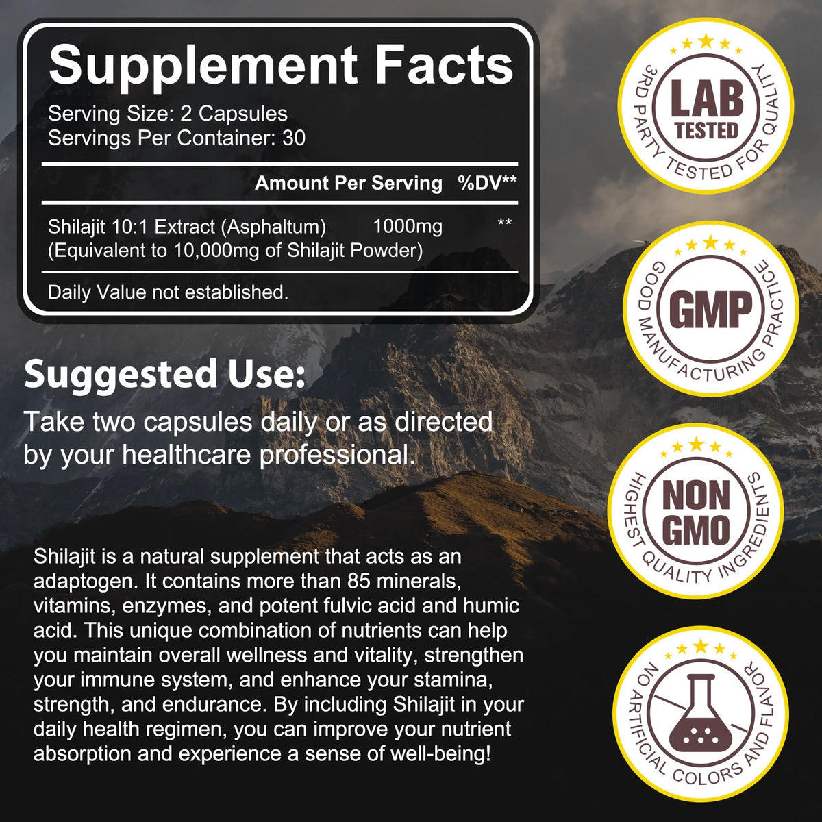 Shilajit en capsules, flacon de 60 – CLEVI Paris