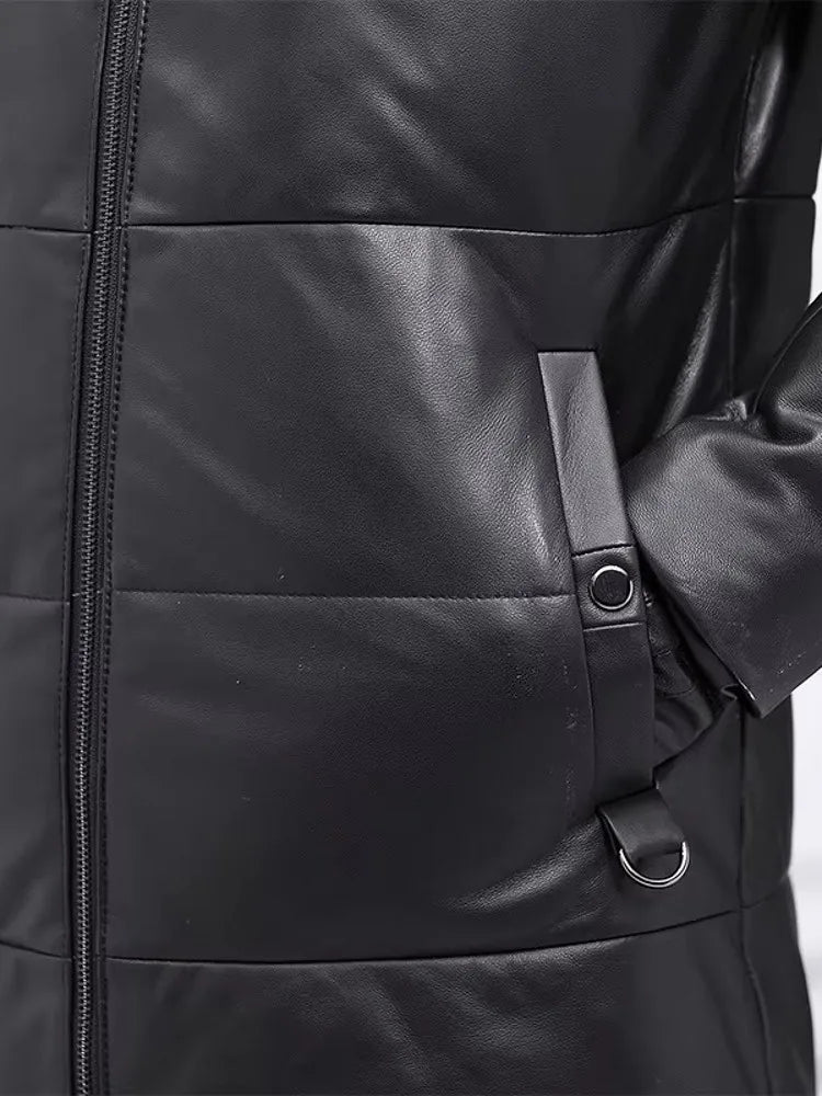 Manteau homme noir en cuir de mouton – CLEVI Paris