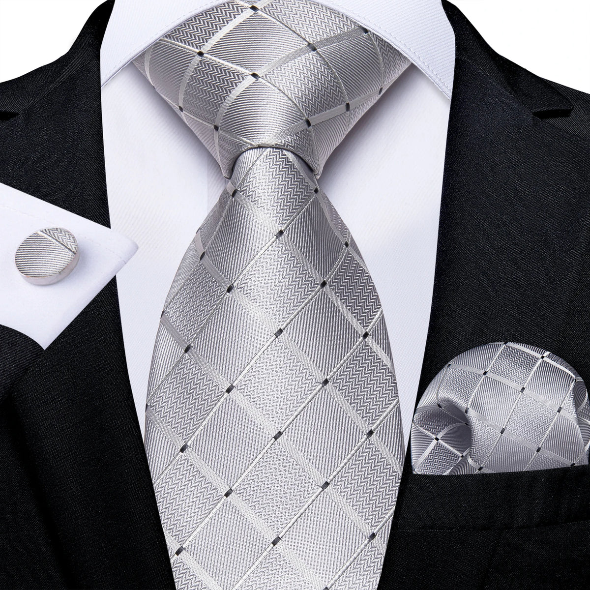 Coffret cravate homme à pois, pochette et boutons – CLEVI Paris