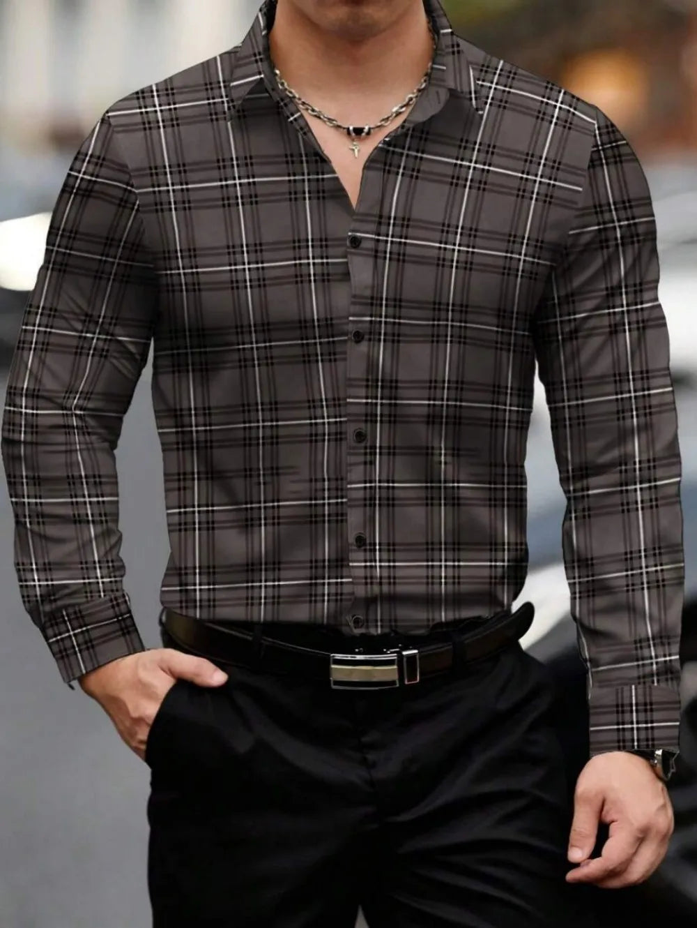 Chemise homme à carreaux en soie – CLEVI Paris
