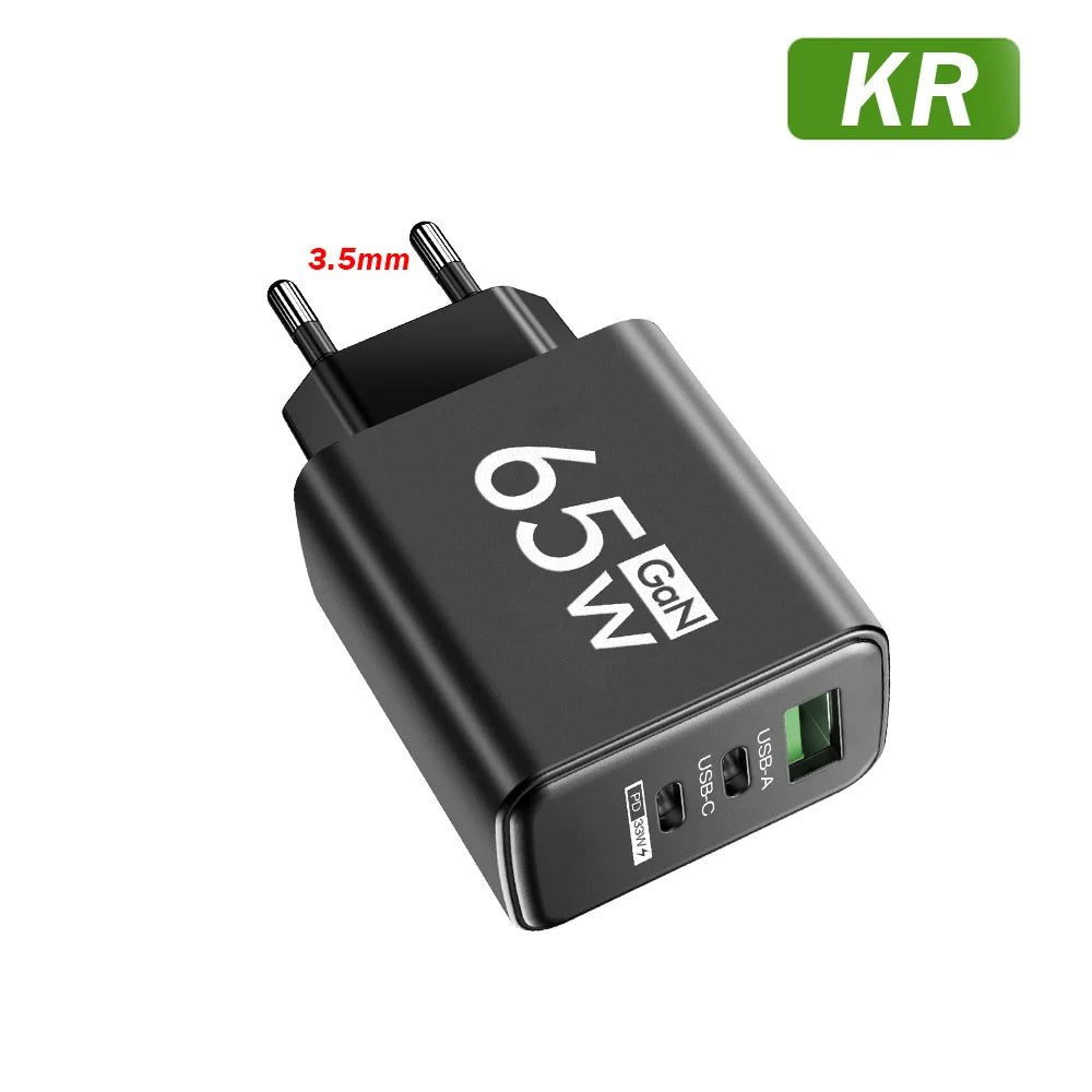 Chargeur USB-C 65W Quick Charge 3.0 Prise EU US KR – CLEVI Paris