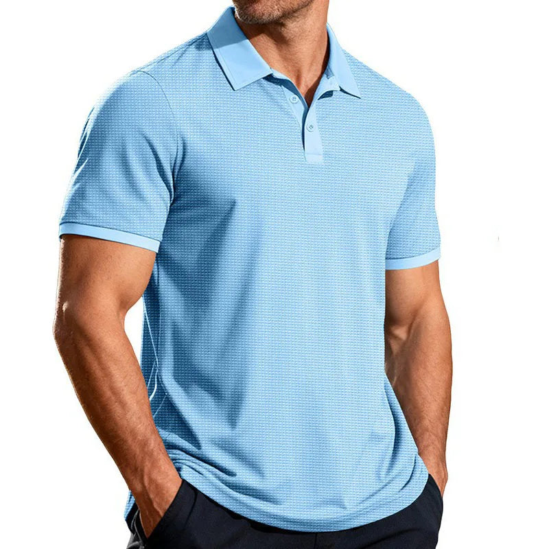 Polo Homme Texturé Waffle Col Boutonné Manches Courtes – CLEVI Paris