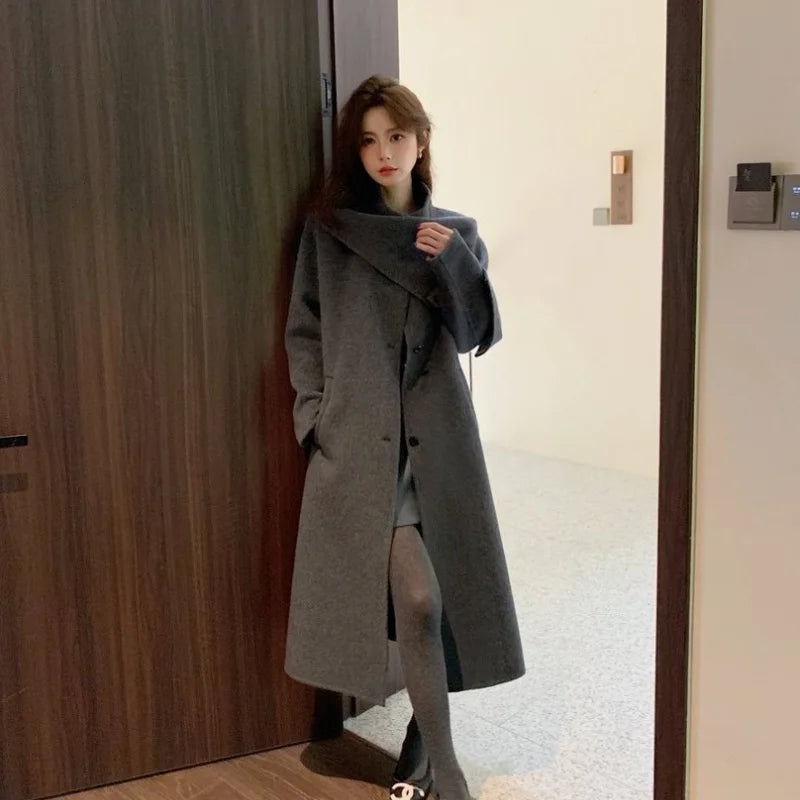 Manteau long femme en laine double face – CLEVI Paris