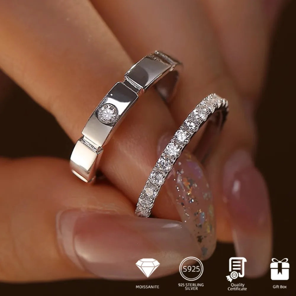 Ensemble Bagues Couple en Moissanite et Argent 925 – CLEVI Paris