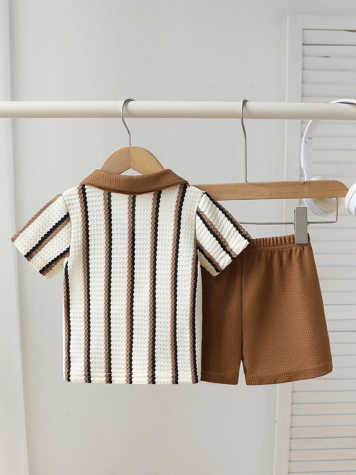 Ensemble bébé garçon col polo et short rayé – CLEVI Paris