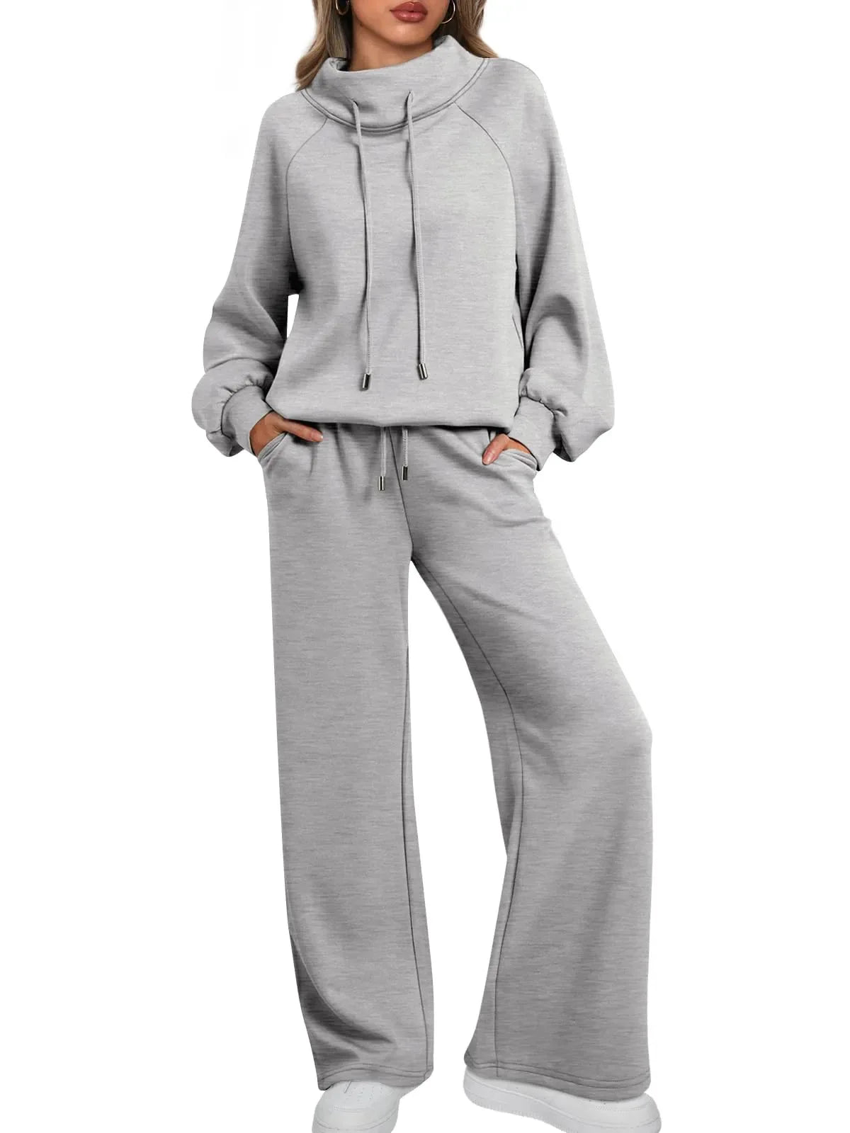 Ensemble femme col montant et pantalon large – CLEVI Paris
