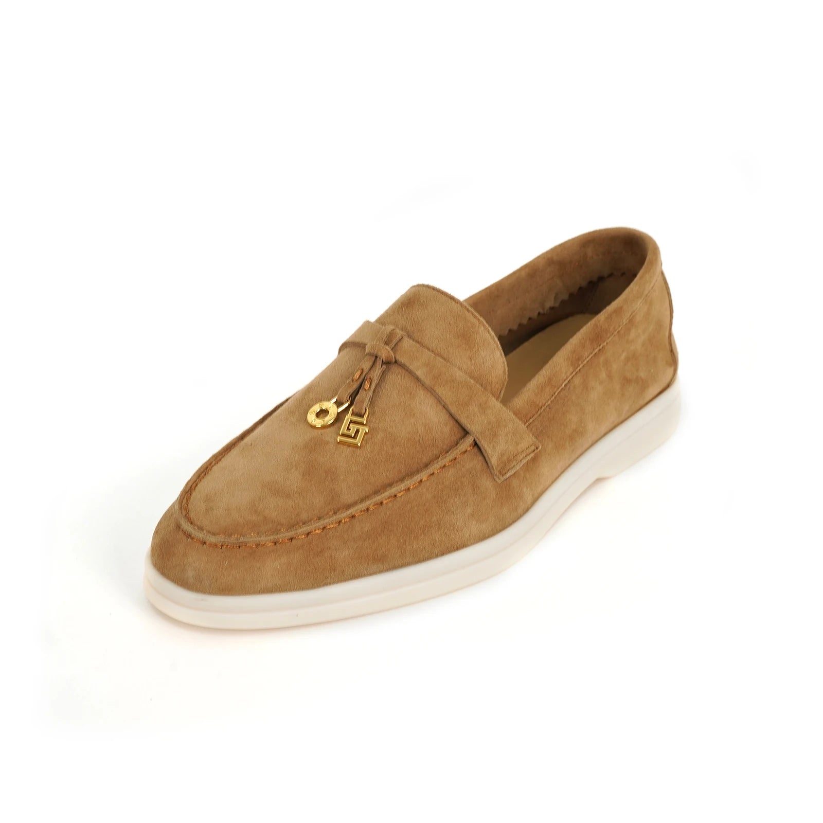 Mocassins Femme Daim Mouton Bout Rond Décoration Métal Slip-On Semelle Antidérapante – CLEVI Paris