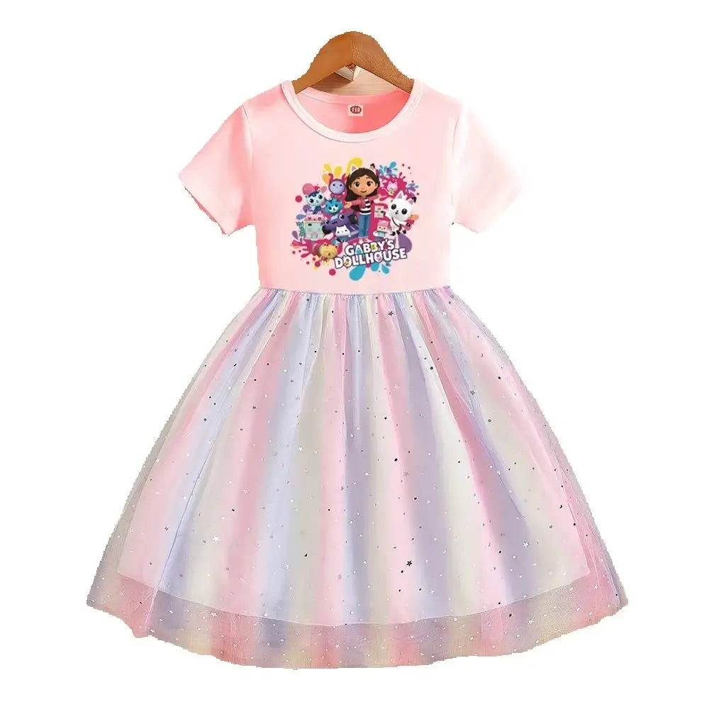 Robe fille en coton à manches courtes – CLEVI Paris