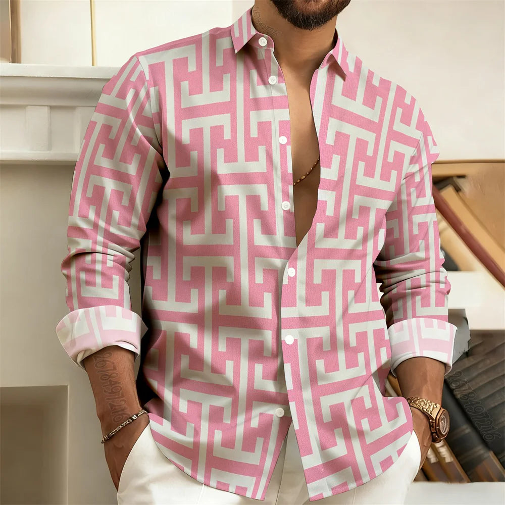 Chemise imprimée homme manches longues – CLEVI Paris