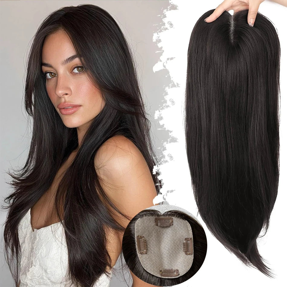 Topper Capillaire Femme Cheveux Humains Remy Base Dentelle 10x12cm Clips – CLEVI Paris