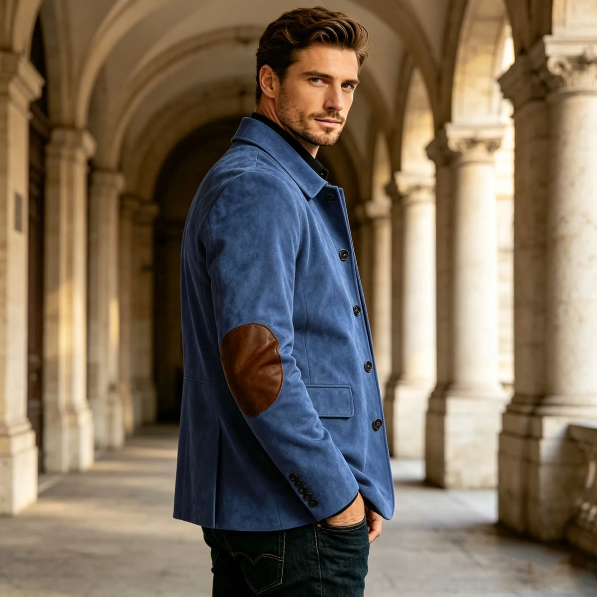 Blazer homme effet daim à coudières – CLEVI Paris